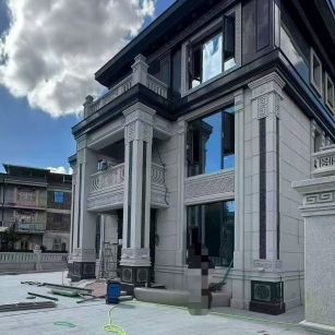 鞍山 别墅干挂，芝麻白与芝麻黑完美配合